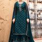 Palazzo Salwar Suit Georgette Teal Embroidered Salwar Kameez