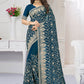 Classic Georgette Teal Diamond Saree