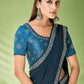 Trendy Saree Georgette Jacquard Teal Foil Print Saree