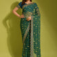 Trendy Saree Chiffon Georgette Teal Embroidered Saree