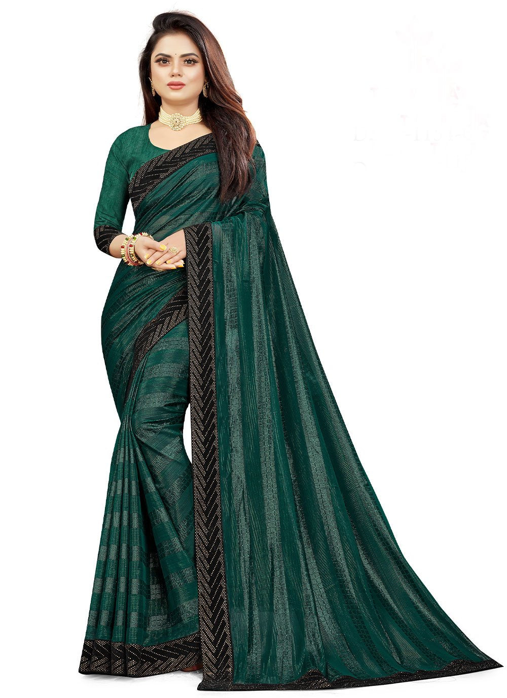 Contemporary Fancy Fabric Teal Patch Border Saree