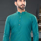 Kurta Pyjama Cotton Jacquard Teal Fancy Work Mens