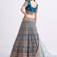 A Line Lehenga Net Teal Embroidered Lehenga Choli