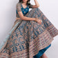 A Line Lehenga Net Teal Embroidered Lehenga Choli