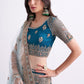 A Line Lehenga Net Teal Embroidered Lehenga Choli