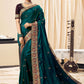 Classic Silk Teal Embroidered Saree