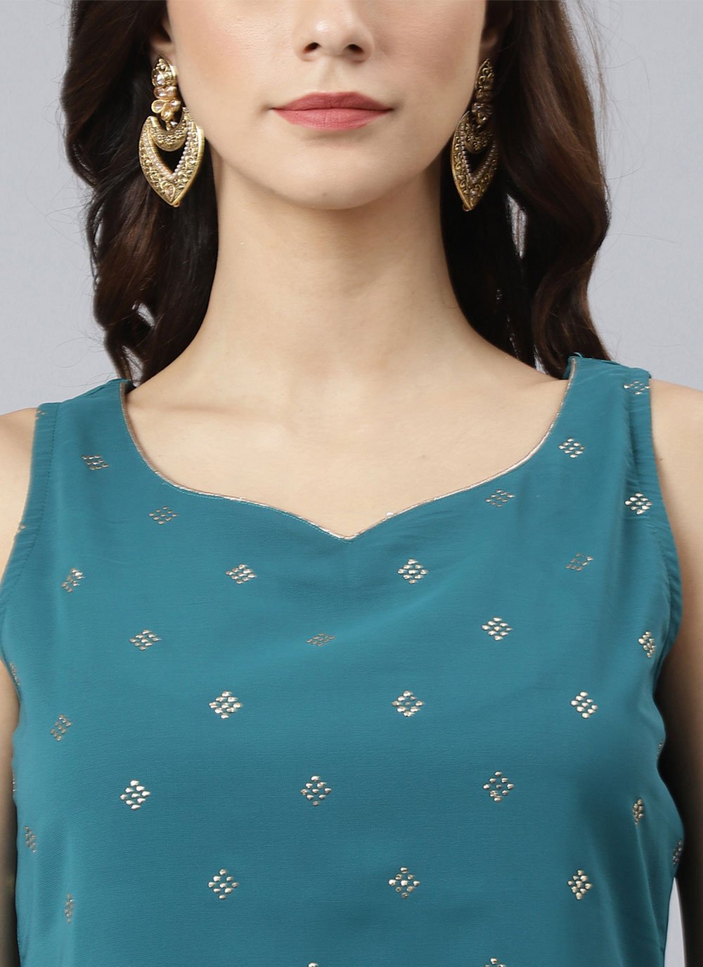 Salwar Suit Georgette Teal Print Salwar Kameez