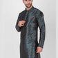 Kurta Pyjama Art Silk Teal Print Mens