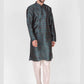 Kurta Pyjama Art Silk Teal Print Mens