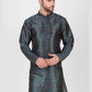 Kurta Pyjama Art Silk Teal Print Mens