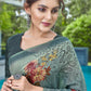 Classic Linen Teal Embroidered Saree