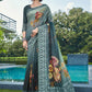 Classic Linen Teal Embroidered Saree