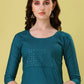 Casual Kurti Rayon Teal Embroidered Kurtis