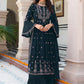 Salwar Suit Faux Georgette Teal Embroidered Salwar Kameez