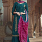 Palazzo Salwar Suit Silk Viscose Teal Digital Print Salwar Kameez