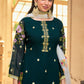 Straight Salwar Suit Faux Georgette Teal Embroidered Salwar Kameez