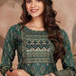 Straight Salwar Suit Silk Teal Digital Print Salwar Kameez