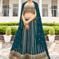 Lehenga Choli Faux Georgette Teal Embroidered Lehenga Choli