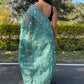 Trendy Saree Organza Teal Embroidered Saree