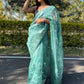 Trendy Saree Organza Teal Embroidered Saree
