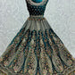 Lehenga Choli Velvet Teal Booti Lehenga Choli