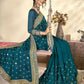 Traditional Saree Vichitra Silk Teal Diamond Saree