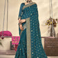 Traditional Saree Vichitra Silk Teal Diamond Saree