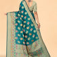 Classic Organza Teal Woven Saree