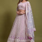 A Line Lehenga Net Lavender Embroidered Lehenga Choli