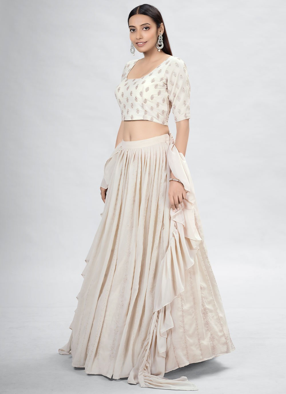 Readymade Lehenga Choli Georgette Beige Sequins Lehenga Choli