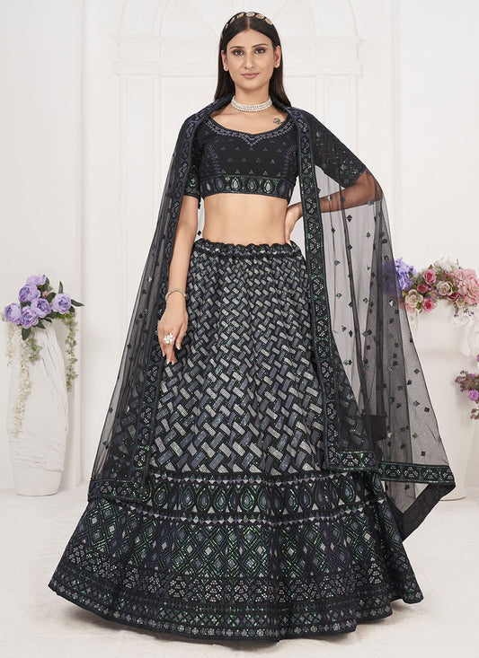 Lehenga Choli Georgette Multi Colour Embroidered Lehenga Choli