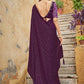 Classic Chinon Purple Sequins Saree