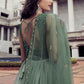 Gown Chinon Green Embroidered Gown