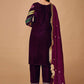 Salwar Suit Velvet Wine Dori Work Salwar Kameez