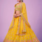 A Line Lehenga Georgette Yellow Mirror Lehenga Choli