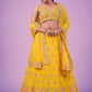 A Line Lehenga Georgette Yellow Mirror Lehenga Choli