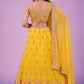 A Line Lehenga Georgette Yellow Mirror Lehenga Choli