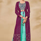 Palazzo Salwar Suit Georgette Wine Sequins Salwar Kameez