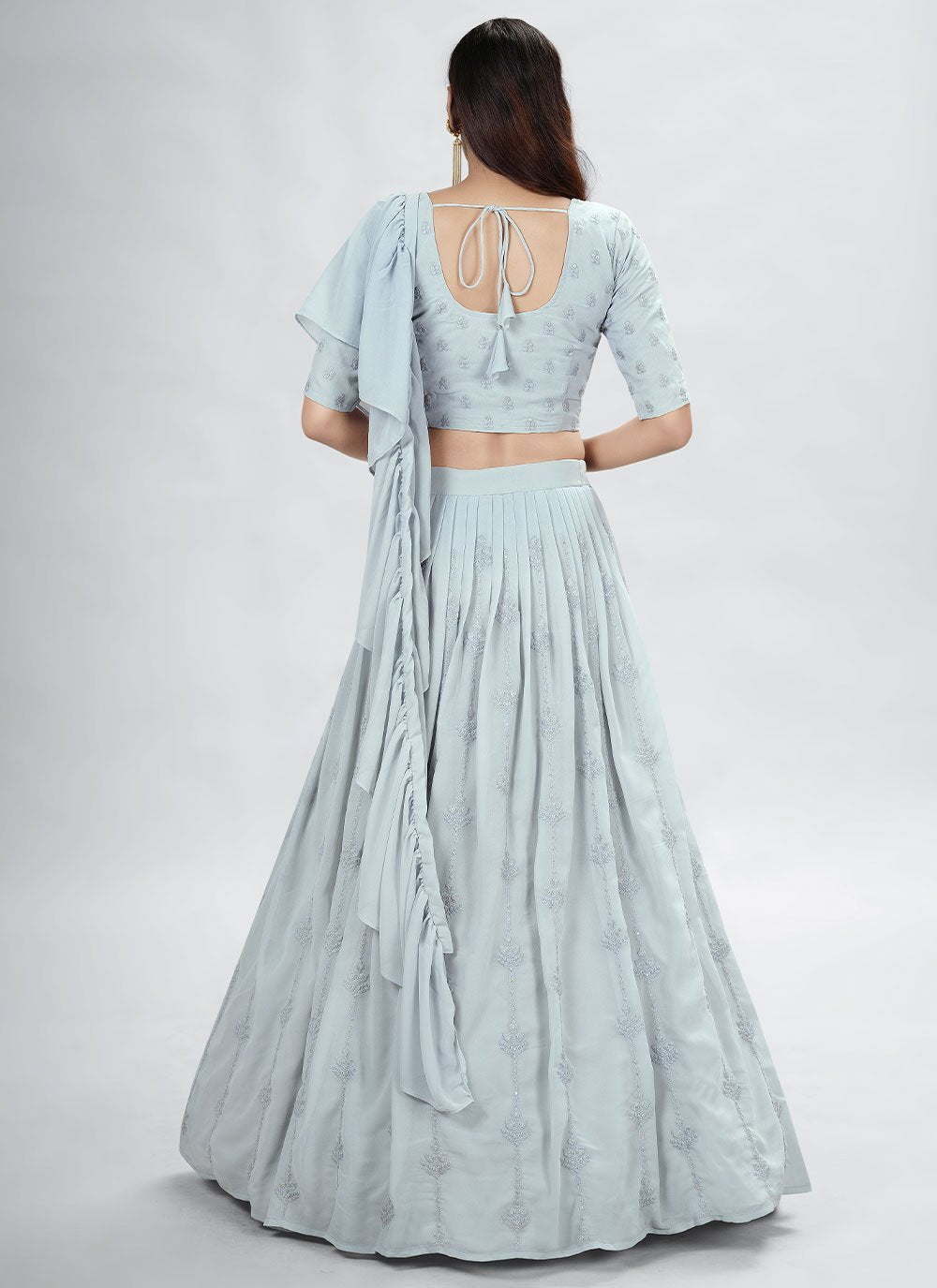 Lehenga Choli Georgette Grey Sequins Lehenga Choli