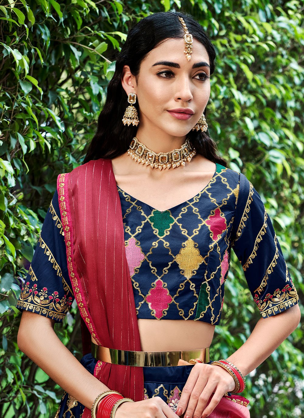 Lehenga Choli Silk Blue Embroidered Lehenga Choli