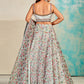 Lehenga Choli Organza Aqua Blue Digital Print Lehenga Choli