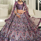 A Line Lehenga Silk Purple Embroidered Lehenga Choli