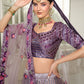 A Line Lehenga Silk Purple Embroidered Lehenga Choli