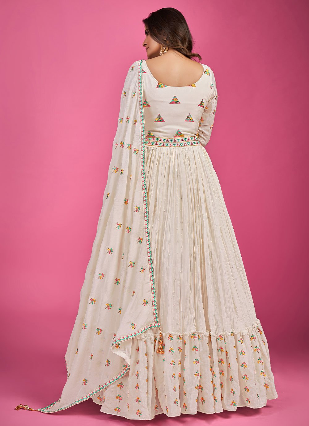 Gown Chinon Silk Off White Mirror Gown