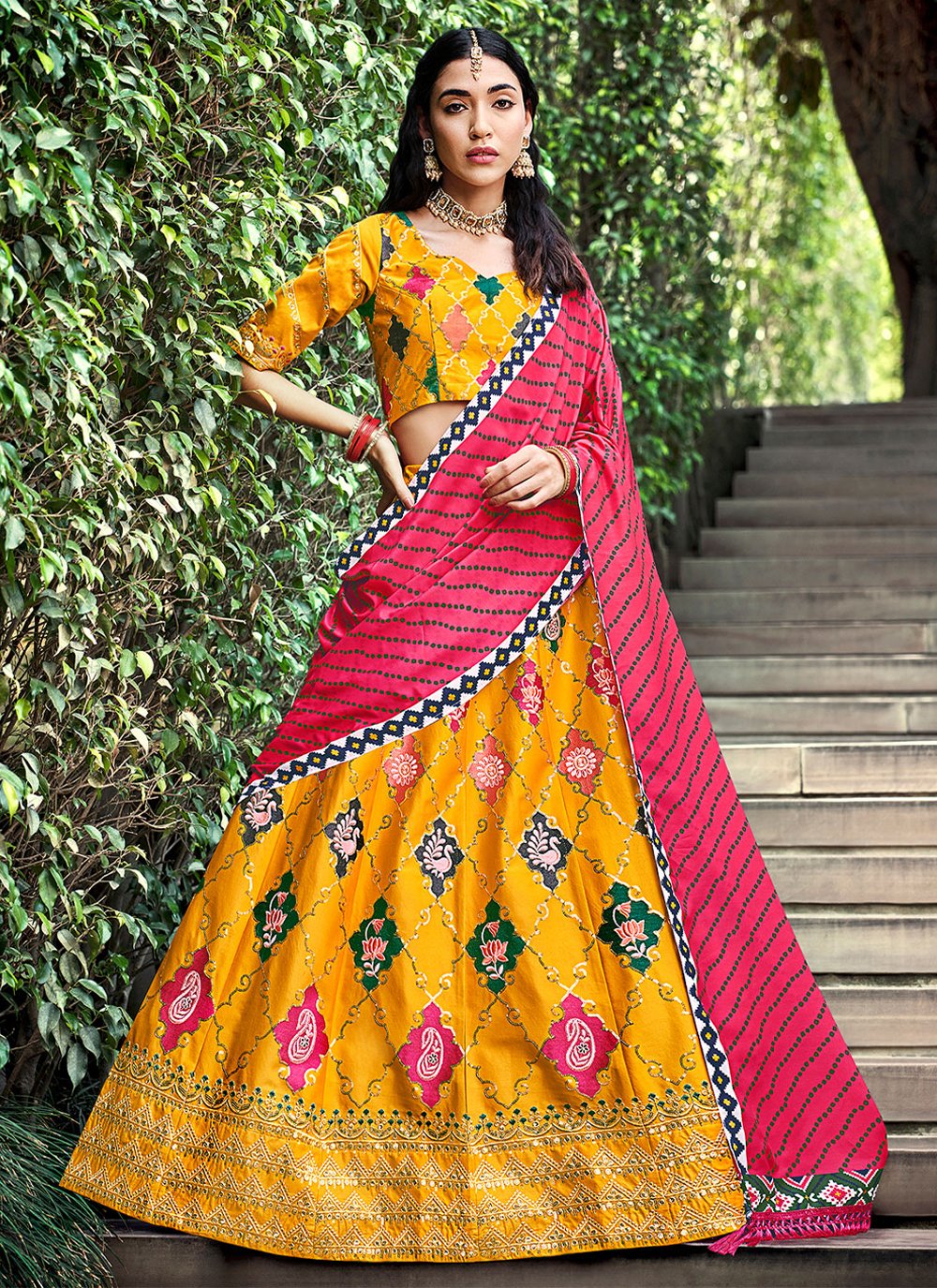 Lehenga Choli Silk Yellow Embroidered Lehenga Choli