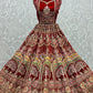 A Line Lehenga Velvet Red Diamond Lehenga Choli