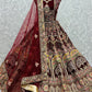 Lehenga Choli Velvet Maroon Diamond Lehenga Choli