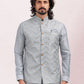 Kurta Payjama With Jacket Art Banarasi Silk Grey Embroidered Mens