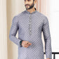 Kurta Pyjama Cotton Grey Fancy Work Mens