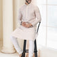 Kurta Pyjama Cotton Off White Fancy Work Mens